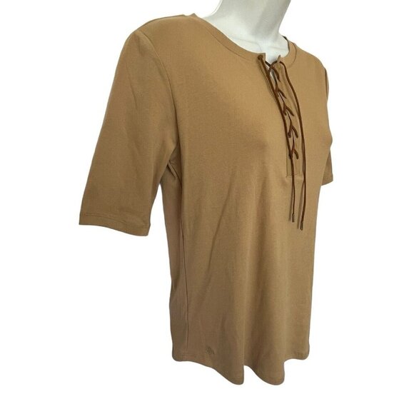 Lauren Ralph Lauren Black Label Womens Cotton Lace Up Shirt PM/M Classic Western - Picture 2 of 12